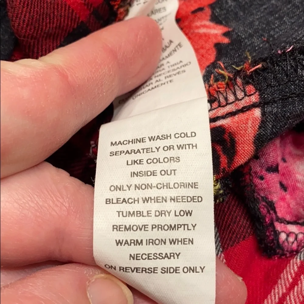 The Children’s Place Red Floral Print Plaid Cotton Skirt Patchwork Combo 7/8